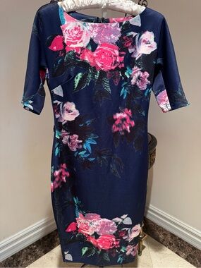 AX Paris Navy & Rose Floral Midi Dress